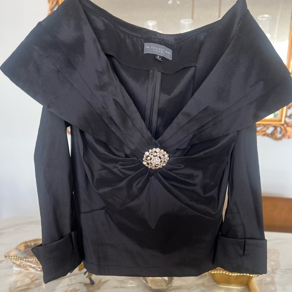 KM Collections Black Top with Elegant Design
